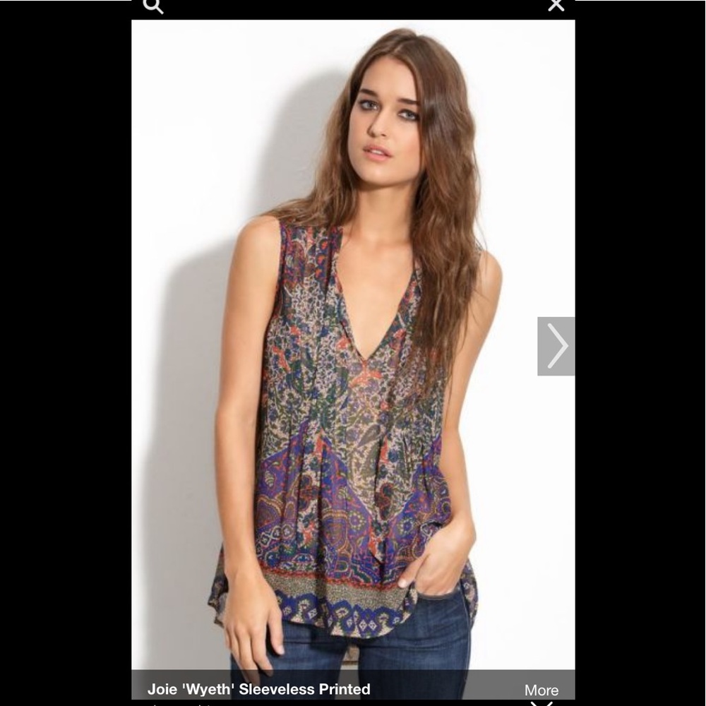 Joie Wyeth Paisley Silk Sleeveless Blouse